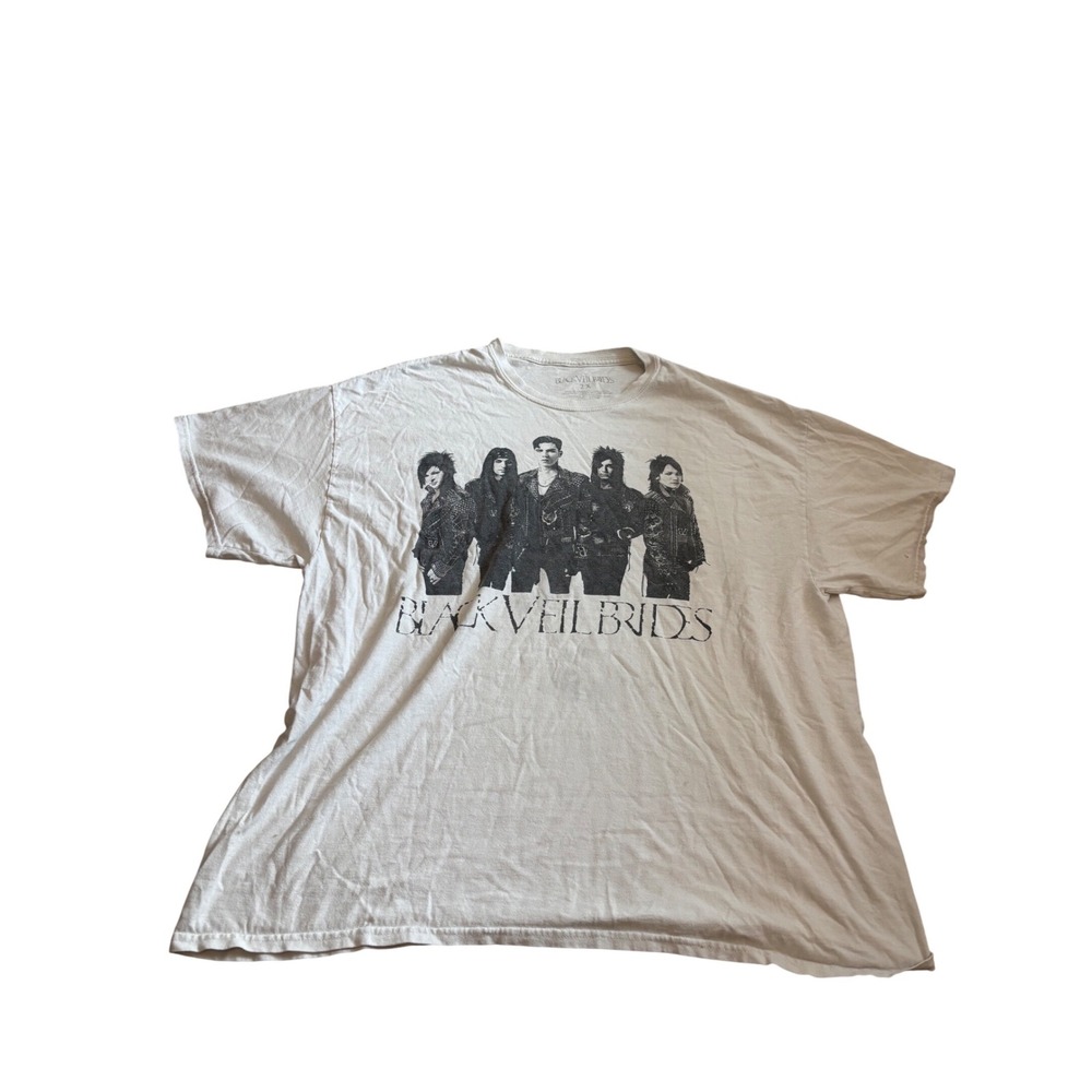 Y2K 2011 Black Veil Brides Tour T-Shirt 2X White Graphic Band Tee Emo Metalcore